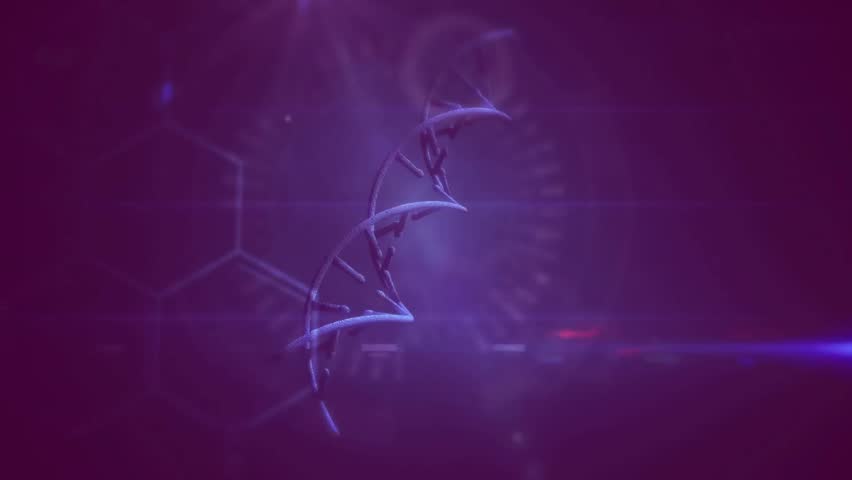 Opening on purple screen, glowing DNA helix rotating, wrapping dotted globe, radiating data numbers. Biotechnology, innovation, futuristic, digital, connection, science, technology - Powered by Shutterstock - Get 15% off with code: PIKWIZARD15