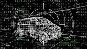 Pulsing scanning ring initiating van rotating while streaming grid showing live diagnostics. Technology, visualization, simulation, diagnostics, cybersecurity, virtual, futuristic - Powered by Shutterstock - Get 15% off with code: PIKWIZARD15