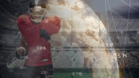 Ball carrier running with sports analytics overlay as defender entering grabbing ball stopping run. Athlete, sports, competition, action, digital, futuristic, teamwork - Powered by Shutterstock - Get 15% off with code: PIKWIZARD15