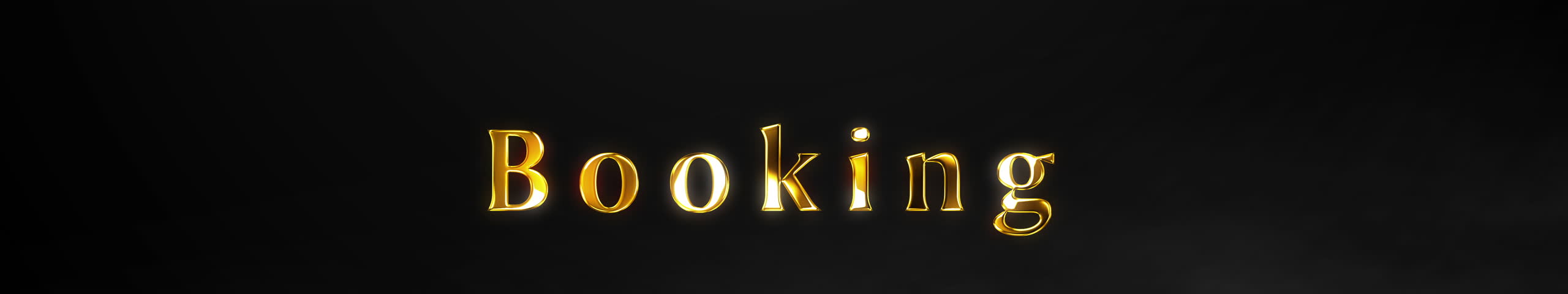 Wide screen Booking Gold Text Animation Elegant Golden Title Reveal on Dark Background Luxury Cinematic Text Animation for Intros, Promos, Commercials, Wedding Event Videos 4K.