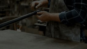 Workshop engineer using gauge and activating data overlay aligning metal tube ensuring precision. Craftsman, industrial, precision, technology, manufacturing, engineering, workshop - Powered by Shutterstock - Get 15% off with code: PIKWIZARD15