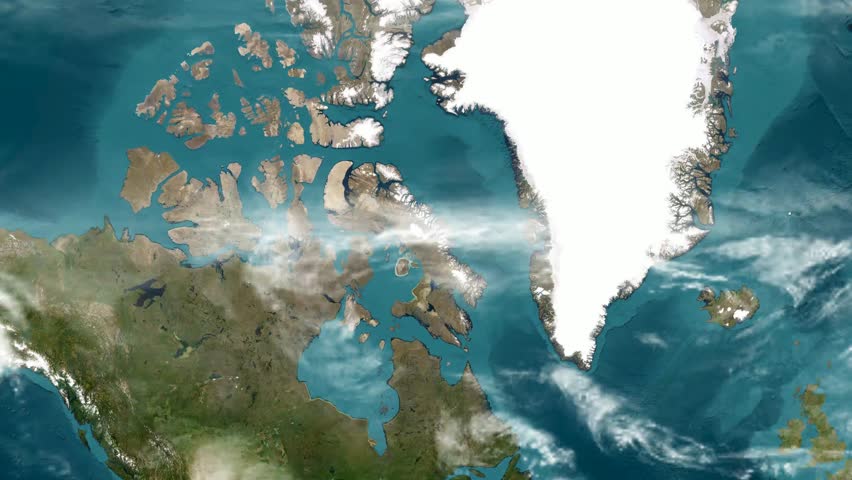 Zoom In Map Geography Baffin Island Footage 4K