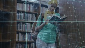 Student opening book in education, activating AR overlay mapping text sections for study. Futuristic, immersive, innovation, learning, technology, educational, interface - Powered by Shutterstock - Get 15% off with code: PIKWIZARD15