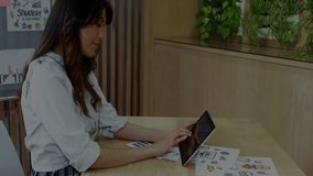 Woman tapping laptop and initiating encryption code overlay with charts for tech strategy. Technology, cybersecurity, innovation, digital, professionalism, modern, data - Powered by Shutterstock - Get 15% off with code: PIKWIZARD15