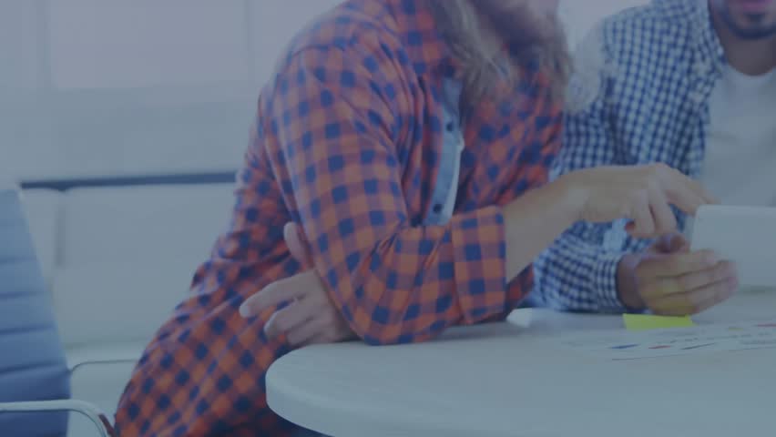 Team sliding smartphone initiating encrypted data transfer bar filling and fading. Collaboration, technology, innovation, digital, teamwork, modern, communication - Powered by Shutterstock - Get 15% off with code: PIKWIZARD15