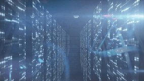 Camera gliding through racks starting helix weaving hand supporting rotating brain illustrating AI. Futuristic, digital, innovation, technology, neural, virtual, sleek - Powered by Shutterstock - Get 15% off with code: PIKWIZARD15