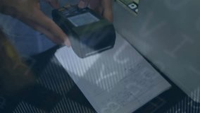 Technician placing scanner and scanning wristband, animating data flow on wrist during tech test. Biometric, technology, innovation, diagnostic, futuristic, equipment, laboratory - Powered by Shutterstock - Get 15% off with code: PIKWIZARD15