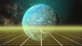 Upon system startup holographic globe rising and rotating to display flickering network status logs. Futuristic, technology, network, digital, virtual, neon, cybersecurity - Powered by Shutterstock - Get 15% off with code: PIKWIZARD15