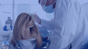 Dentist placing mirror and probe starting dental exam while codes showing patient data drifting. Technology, precision, healthcare, innovation, clinical, diagnostic, modern - Powered by Shutterstock - Get 15% off with code: PIKWIZARD15