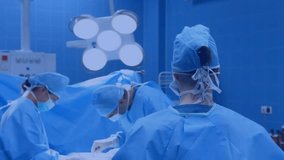 Confirming instruments under overhead light, surgical team boosting precision with data overlays. Medical, technology, sterile, futuristic, teamwork, hospital, diagnostics - Powered by Shutterstock - Get 15% off with code: PIKWIZARD15