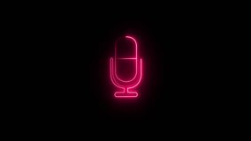 Looping 4K neon pink microphone animation glows vibrantly on a sleek black background, ideal for podcasting, music, or live broadcast content, a dynamic abstract audio symbol.	 - Powered by Shutterstock - Get 15% off with code: PIKWIZARD15