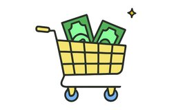 Shopping cart with cash icon 4K video - Powered by Shutterstock - Get 15% off with code: PIKWIZARD15