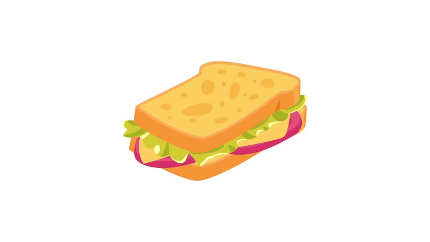 A vibrant illustration of a sandwich, showcasing fresh lettuce, tomatoes, and bread. Perfect for food blogs or culinary projects.