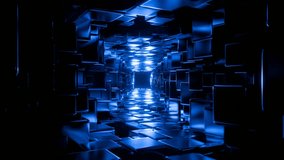 Futuristic Neon Tunnel of Mirror Cubes 4K Seamless Loop. 3D Illustration - Powered by Shutterstock - Get 15% off with code: PIKWIZARD15