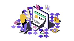 Isometric illustration depicting online security, data protection, and secure transactions in a modern digital environment. Conceptual design for cybersecurity. - Powered by Shutterstock - Get 15% off with code: PIKWIZARD15