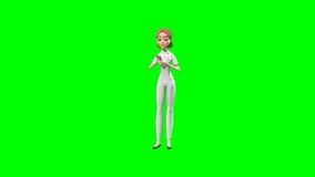 3D beautician using smartphone while standing on green screen, perfect for marketing, beauty salon, or tutorial video projects. Realistic animation for versatile digital asset use. - Powered by Shutterstock - Get 15% off with code: PIKWIZARD15