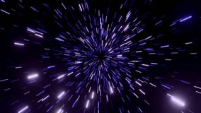 Bright radial neon blue and purple white light beams high speed crossing animation. Light burst in universe.3D animation. space travel. seamless loop animation. - Powered by Shutterstock - Get 15% off with code: PIKWIZARD15
