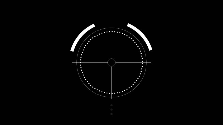 Hi-Tech military target radar scanner system overlay on black screen
