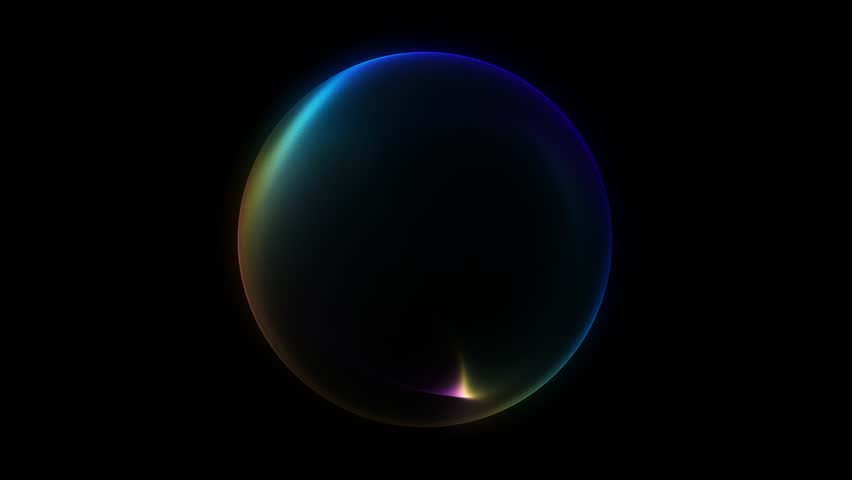 Minimalistic colorful sphere with glowing multicolored wave curves on isolated black background. Colorful glowing spinning abstract sphere. neutron star on black background. 4K loop. 3D rendering