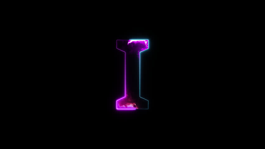 Neon letter I with alpha channel, neon alphabet for banner