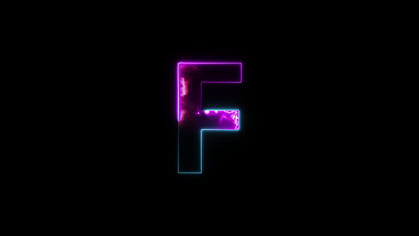 Neon letter F with alpha channel, neon alphabet for banner