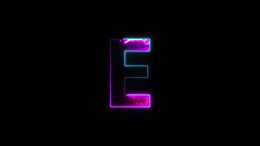 Neon letter E with alpha channel, neon alphabet for banner