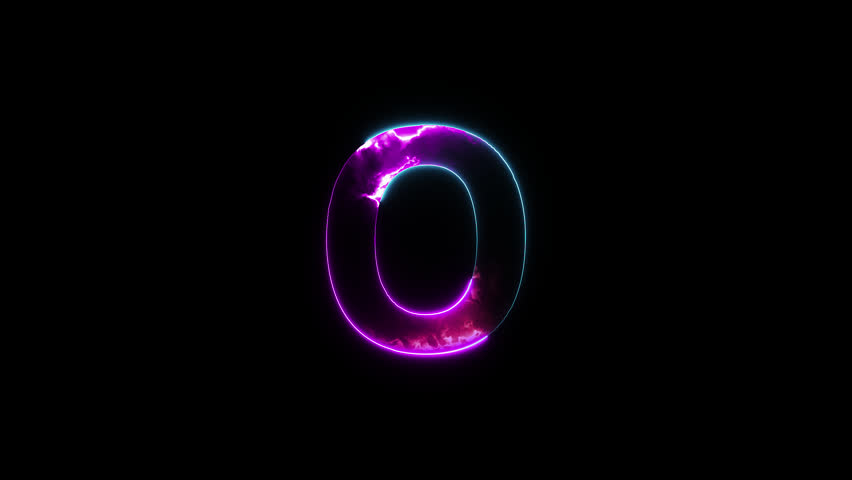 Neon letter O with alpha channel, neon alphabet for banner