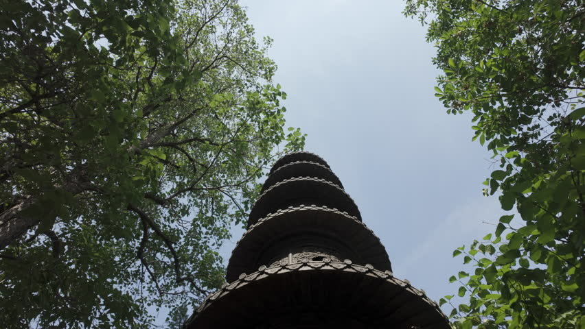 Tilting shot of incense burner in temple, Beijing, China