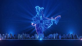 Digital India cyber map background for business network event technology industry. virtual space Country data analysis map cyber security futuristic business. Futuristic cyber technology network 3D 4K - Powered by Shutterstock - Get 15% off with code: PIKWIZARD15