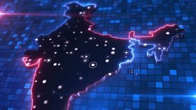 Advanced glowing India map pixelated blocks, futuristic visualization digital cyber networks, AI progress, smart cities, secure data revolution, global system future of innovation, modern technology. - Powered by Shutterstock - Get 15% off with code: PIKWIZARD15