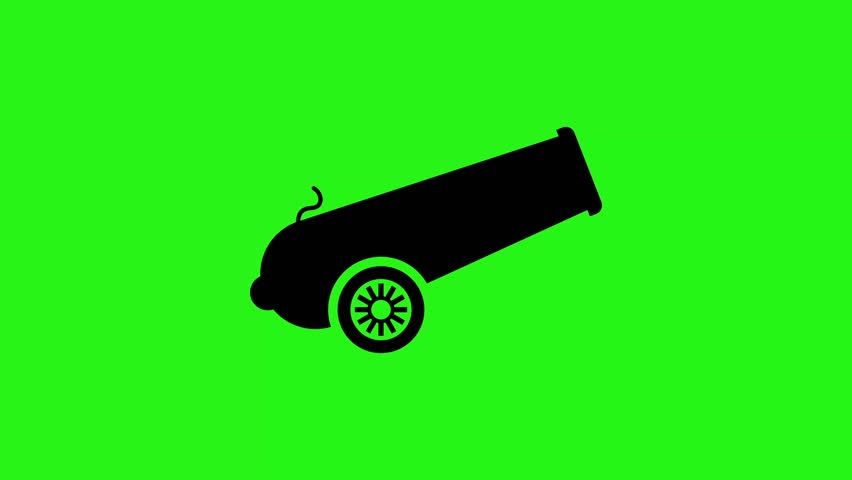 War cannon icon loop animation on green screen background