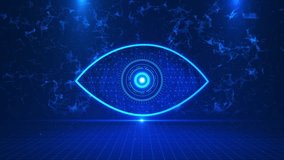 Futuristic Eye icon hud motion animation, cyber technology laser lines on black background. Eye symbol in digital space, animation consists stream of numbers 3D 4K cyberspace or digital transformation - Powered by Shutterstock - Get 15% off with code: PIKWIZARD15