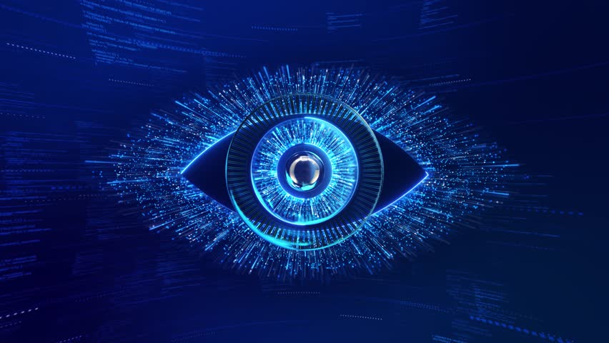 4K Futuristic digital eye scanner Software Programming Digital eye technology surveillance artificial intelligence and big data. Technological human eye high tech digital iris scan biometric security - Powered by Shutterstock - Get 15% off with code: PIKWIZARD15