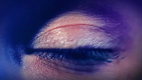 Human eye futuristic digital elements cyberpunk featuring face glowing blue data streams, AI technology. innovation and technology. Human eye future. Cyberpunk, metaverse future prediction concept - Powered by Shutterstock - Get 15% off with code: PIKWIZARD15