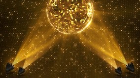 3D golden Disco ball VJ animation for music broadcast TV, night clubs, music videos, LED screens projectors, glamour fashion events, jazz, pops, funky disco party. nightclub stage lights and party - Powered by Shutterstock - Get 15% off with code: PIKWIZARD15