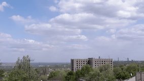 View from the window on the roofs of the houses in the old part of the city. Gray cumulus clouds hang over the city. View of the horizon. - Powered by Shutterstock - Get 15% off with code: PIKWIZARD15