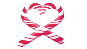 Two candy canes form a rotating heart on a white background. Looping animation for Christmas, holidays, or Valentine's Day, symbolizing love and happiness during holiday season. - Powered by Shutterstock - Get 15% off with code: PIKWIZARD15