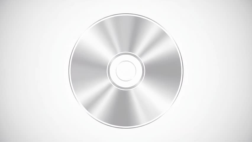 A single silver compact disc or DVD with a reflective metallic surface isolated on a clean white background. Represents data, music, or digital media.