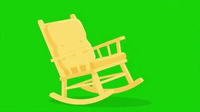 A classic wooden rocking chair, devoid of occupants, is set against a vibrant green screen, ready for compositing. - Powered by Shutterstock - Get 15% off with code: PIKWIZARD15