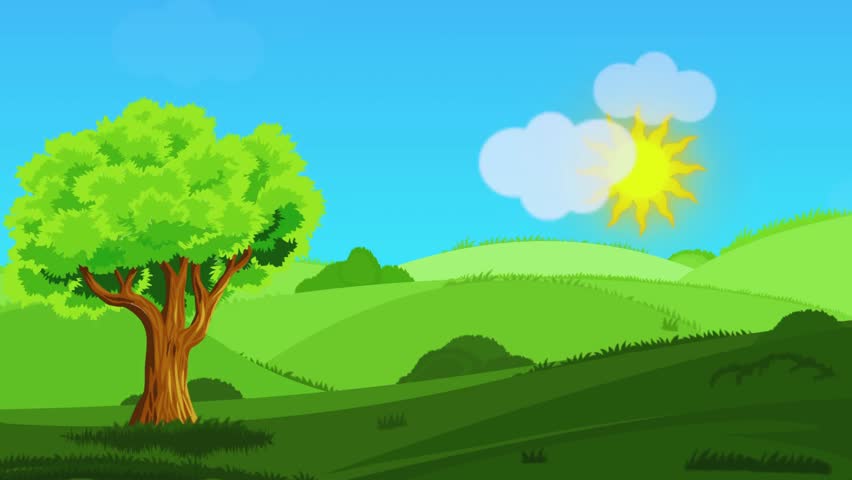 Beautiful landscape featuring lush green hills covered with trees under a clear blue sky. This tranquil natural scenery captures the calmness and beauty of the outdoors, perfect for use in environment