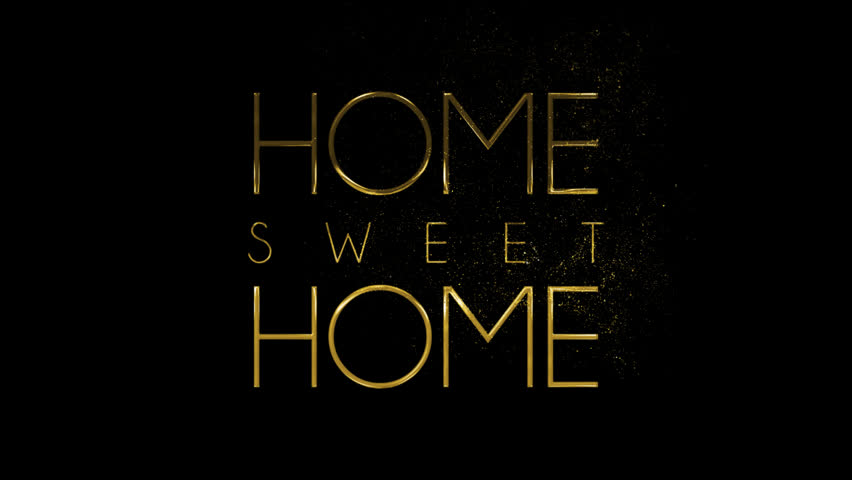 Golden Home Sweet Home logo, golden particles with alpha channel