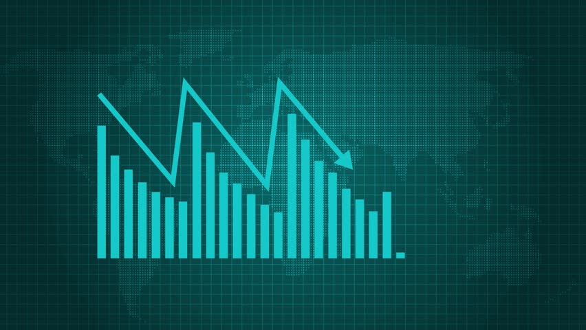 Global Economic Downturn Animated with Bar Chart, Business Bar Graph Growing Animation