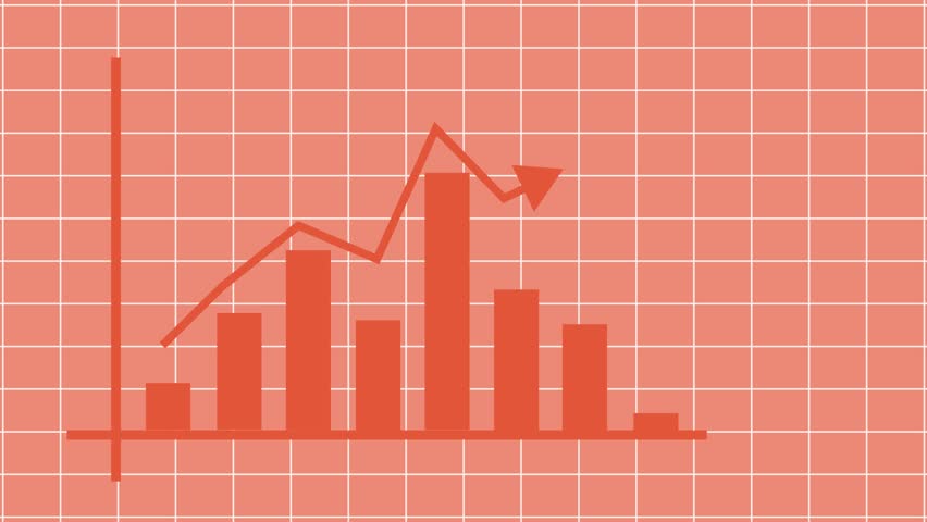 Business Graph Showing Upward Trend on Grid Background, Animated Business Growth Statistics Chart
