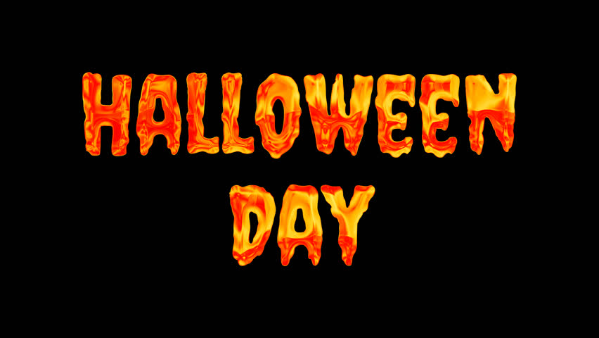 Fiery Red orange Halloween Day letters animation on transparent background. Perfect for seasonal promotions, event posters, social media graphics, and Halloween themed designs. 4K. Alpha channel