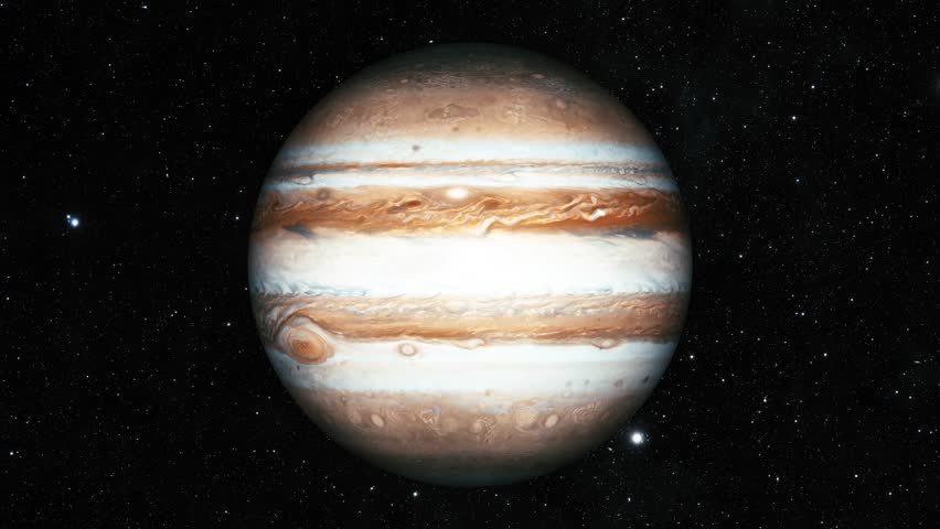 Artistic Rendering of Jupiter with Great Red Spot, 3d Realistic Jupiter Planet on Space Galaxy