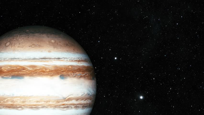 Artistic Rendering of Jupiter with Great Red Spot, 3d Realistic Jupiter Planet on Space Galaxy