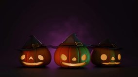 Halloween pumpkins with horror smoke background 4k. Easily add characters. - Powered by Shutterstock - Get 15% off with code: PIKWIZARD15