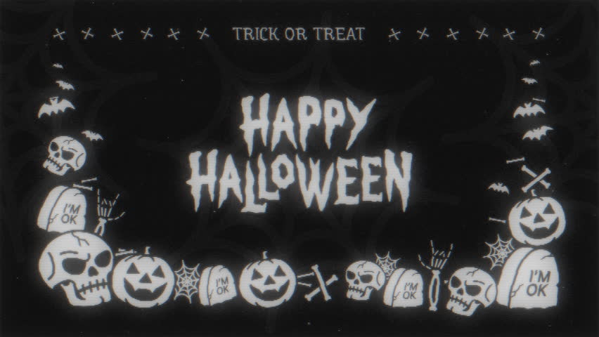 Happy Halloween Retro VHS Cartoon Opener 4K, Сinematic and spooky animation with a vintage horror vibe