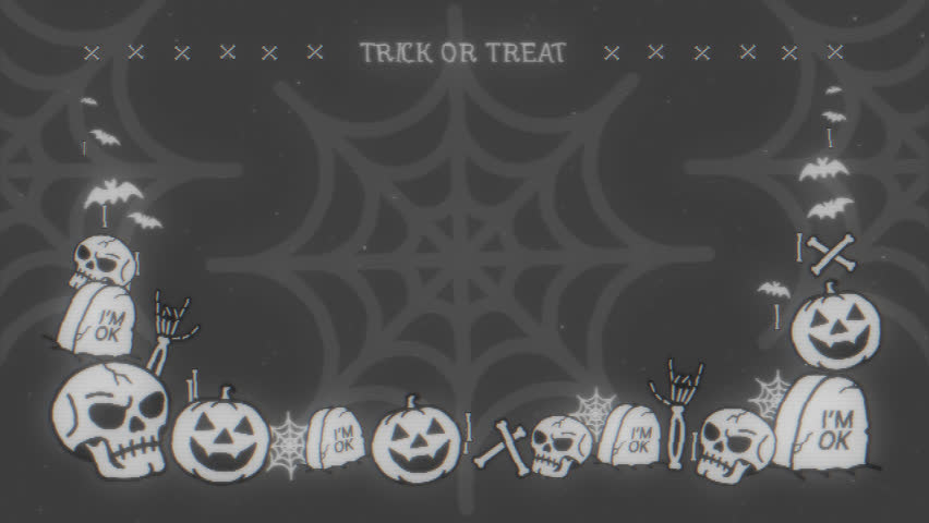 Halloween Retro VHS Cartoon Opener 4K Transparent Background, Сinematic and spooky animation with a vintage horror vibe
