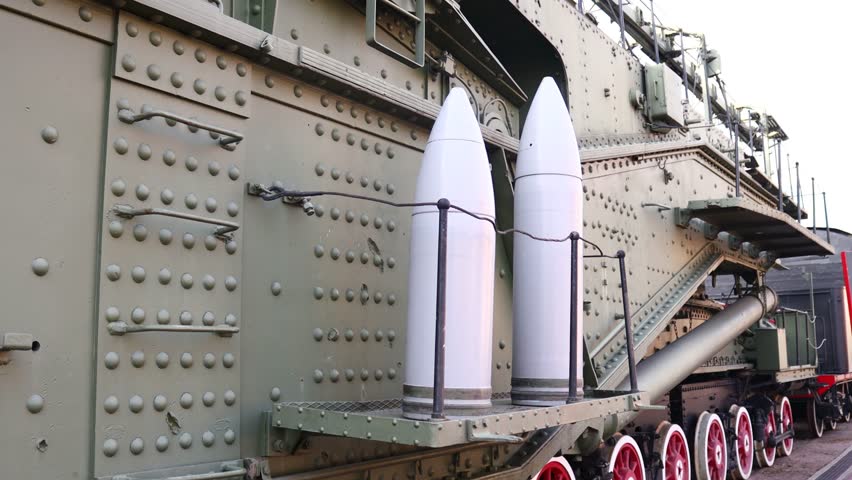 A military train carrying missile systems, suitable for defense or tactical scenarios.